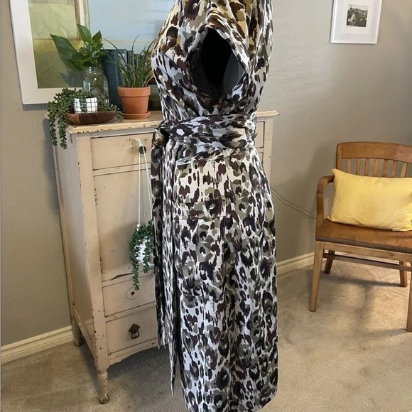 J Crew Dress Sz XS S Wrap Neutral Cheetah Animal Print Party Wedding Guest EUC - Picture 3 of 6